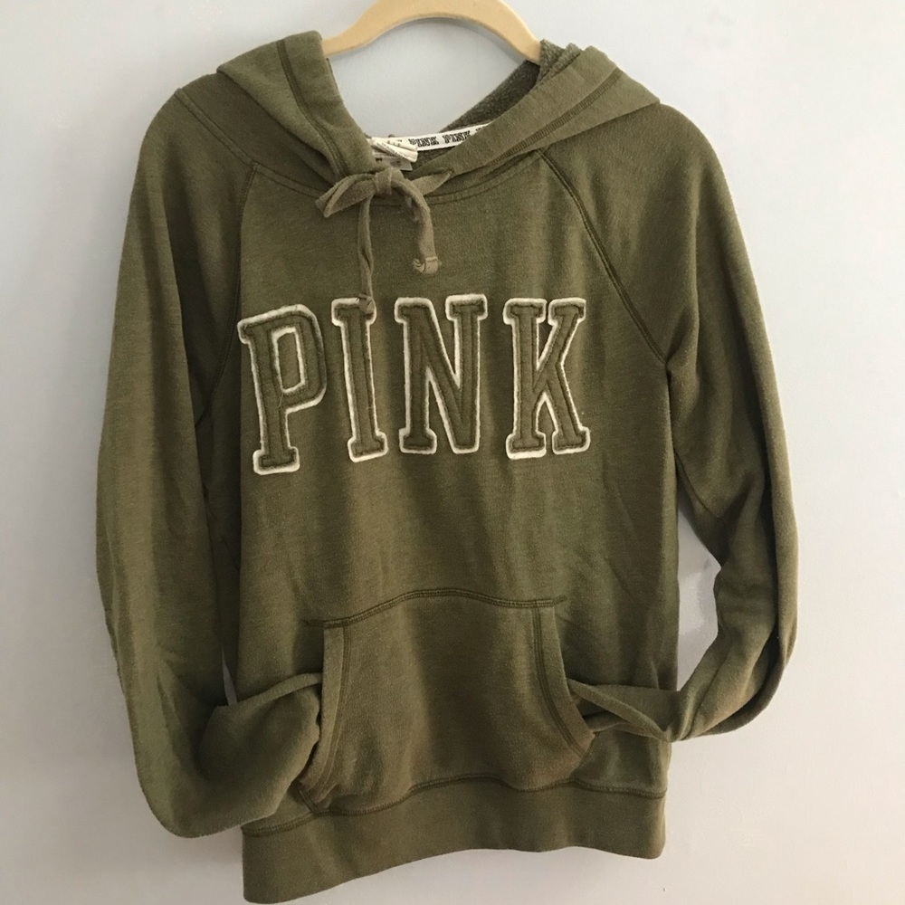 PINK Olive Green Hoodie